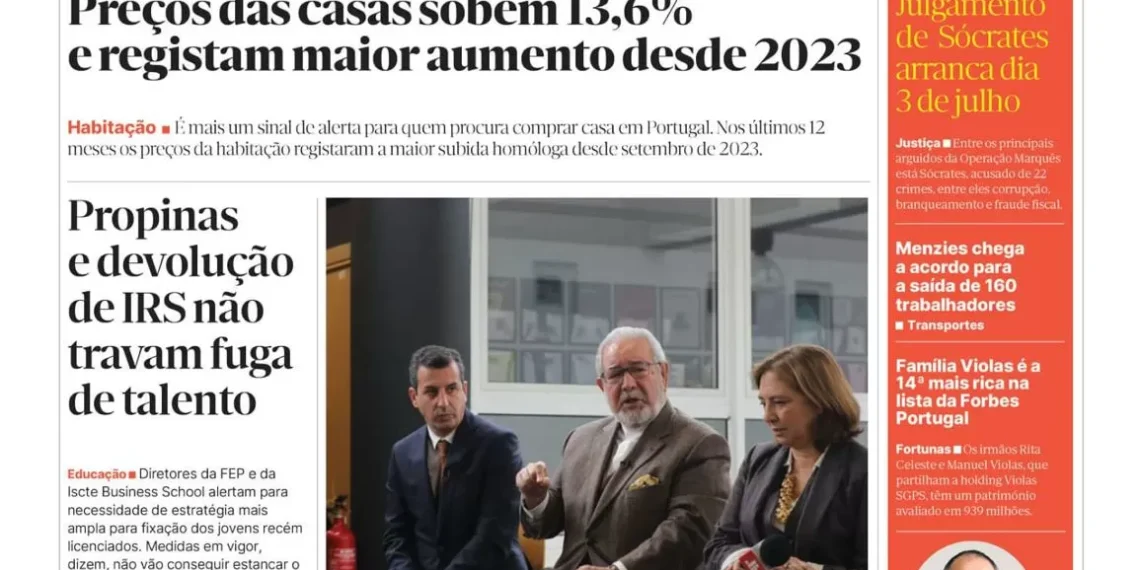 A primeira página do Jornal Económico de 18 de março