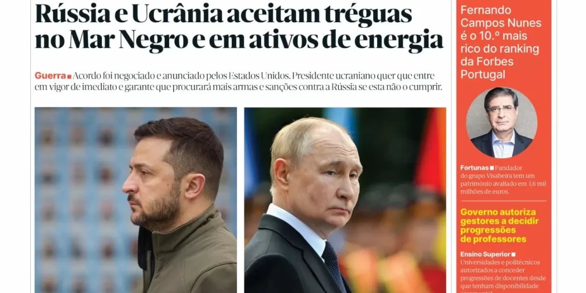 A primeira página do Jornal Económico de 26 de março