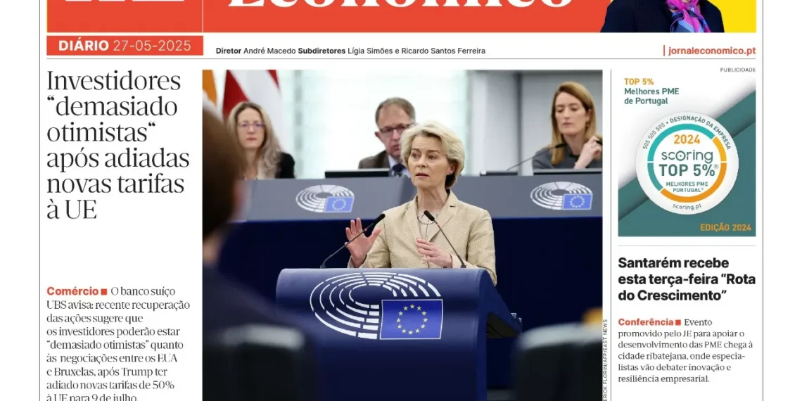 A primeira página do Jornal Económico de 27 de maio