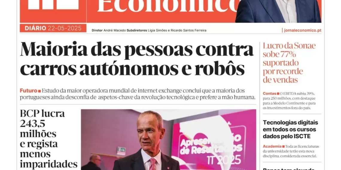 A primeira página do Jornal Económico de 22 de maio