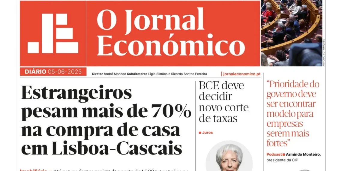 A primeira página do Jornal Económico de 5 de junho