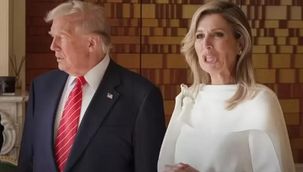 Rainha da Holanda ‘imita’ Trump durante encontro antes de reunião da Otan e gera polêmica