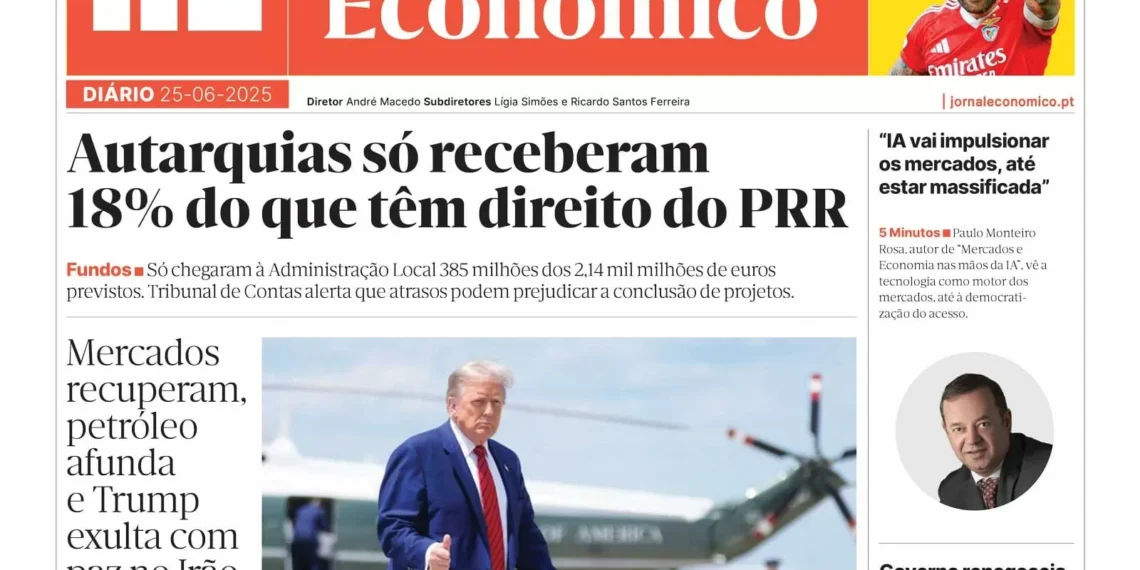 A primeira página do Jornal Económico de 25 de junho