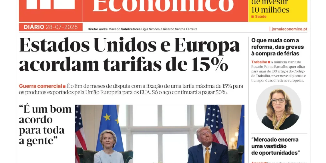 A primeira página do Jornal Económico de 28 de julho