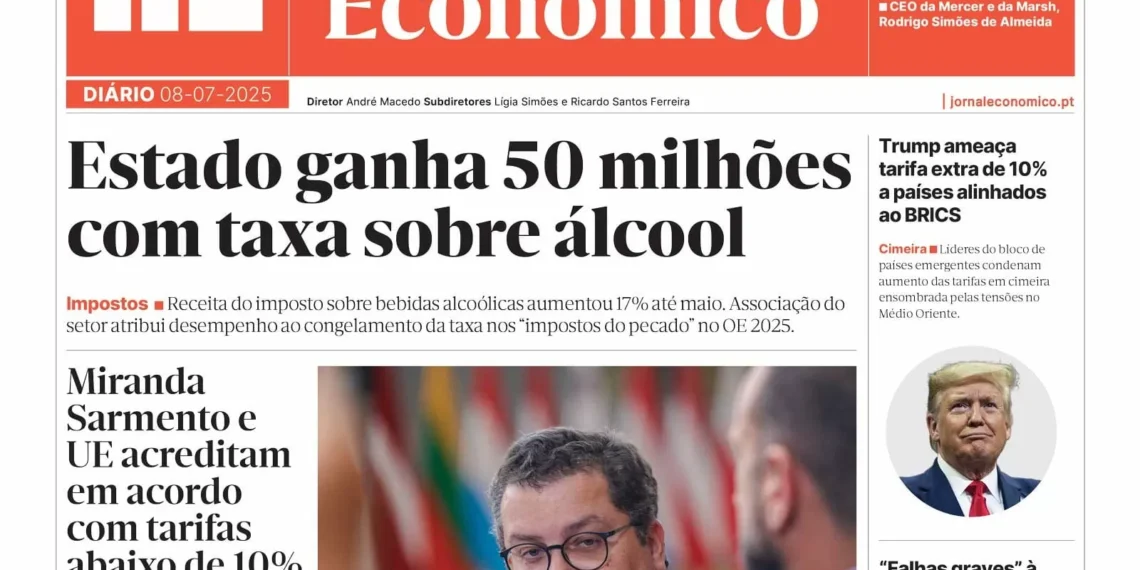 A primeira página do Jornal Económico de 8 de julho