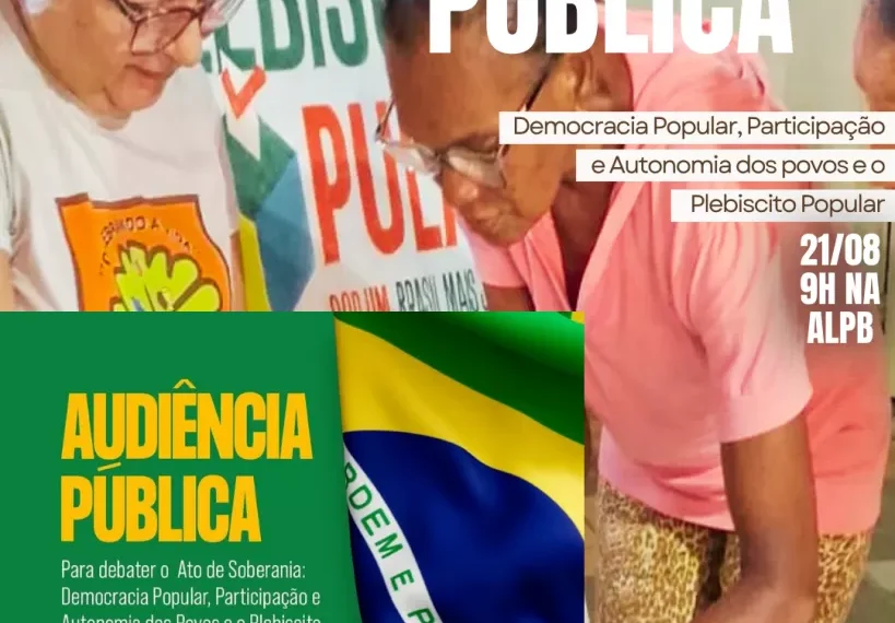 Assembleia Legislativa da Paraíba realiza audiência pública sobre Plebiscito Popular 2025