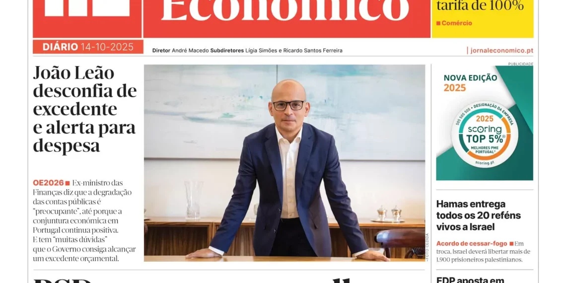 A primeira página do Jornal Económico de 14 de outubro
